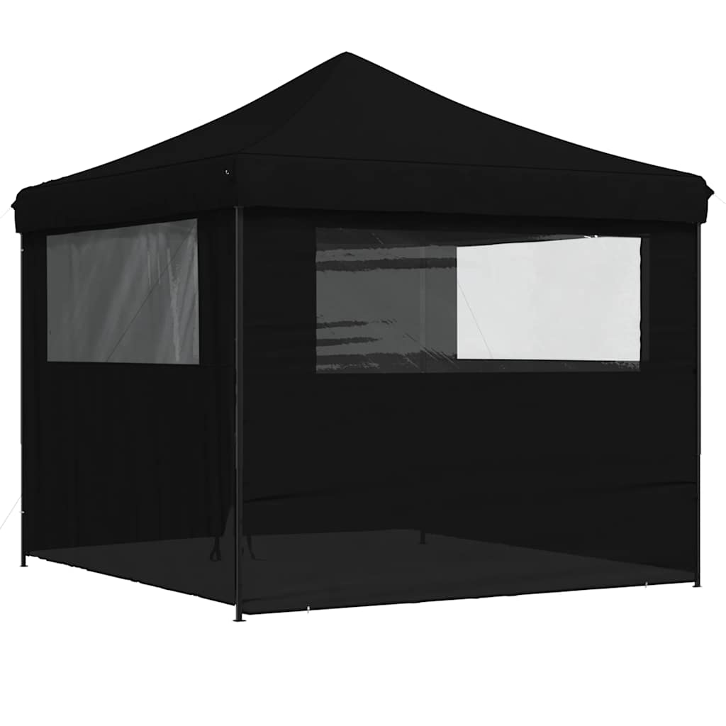 Foldable Party Tent Pop-Up with 4 Sidewalls Black