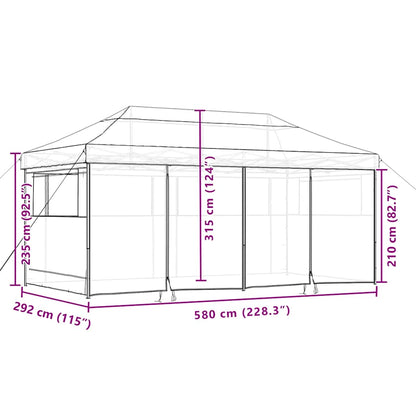 Foldable Party Tent Pop-Up with 4 Sidewalls Taupe