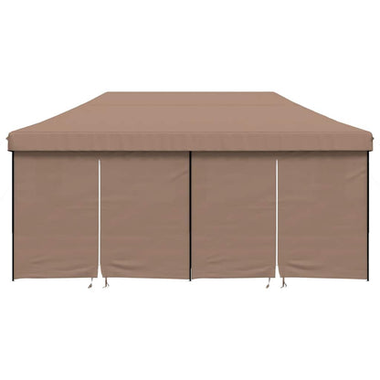Foldable Party Tent Pop-Up with 4 Sidewalls Brown