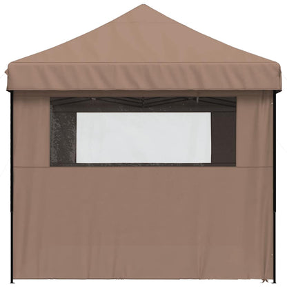 Foldable Party Tent Pop-Up with 4 Sidewalls Brown