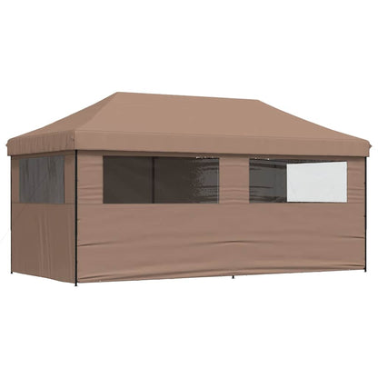 Foldable Party Tent Pop-Up with 4 Sidewalls Brown