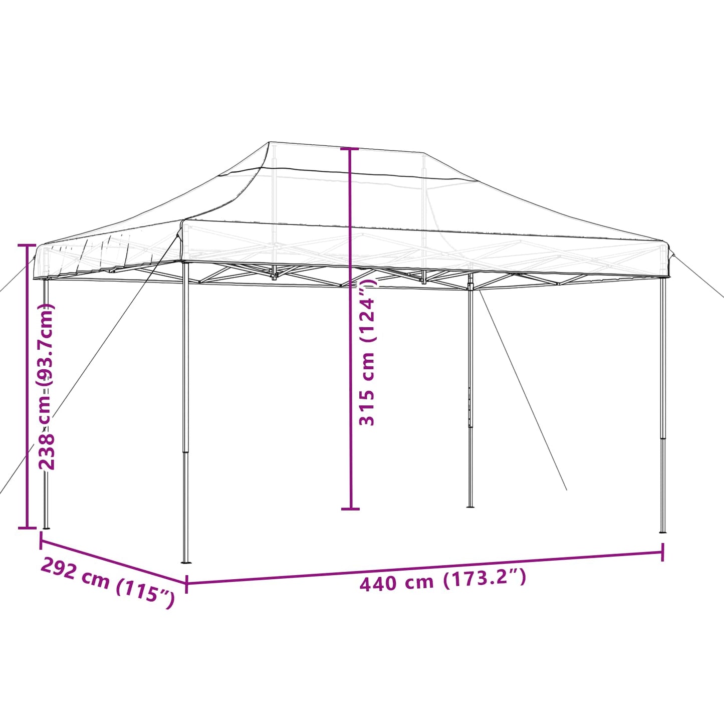 Foldable Party Tent Pop-Up Taupe 440x292x315 cm