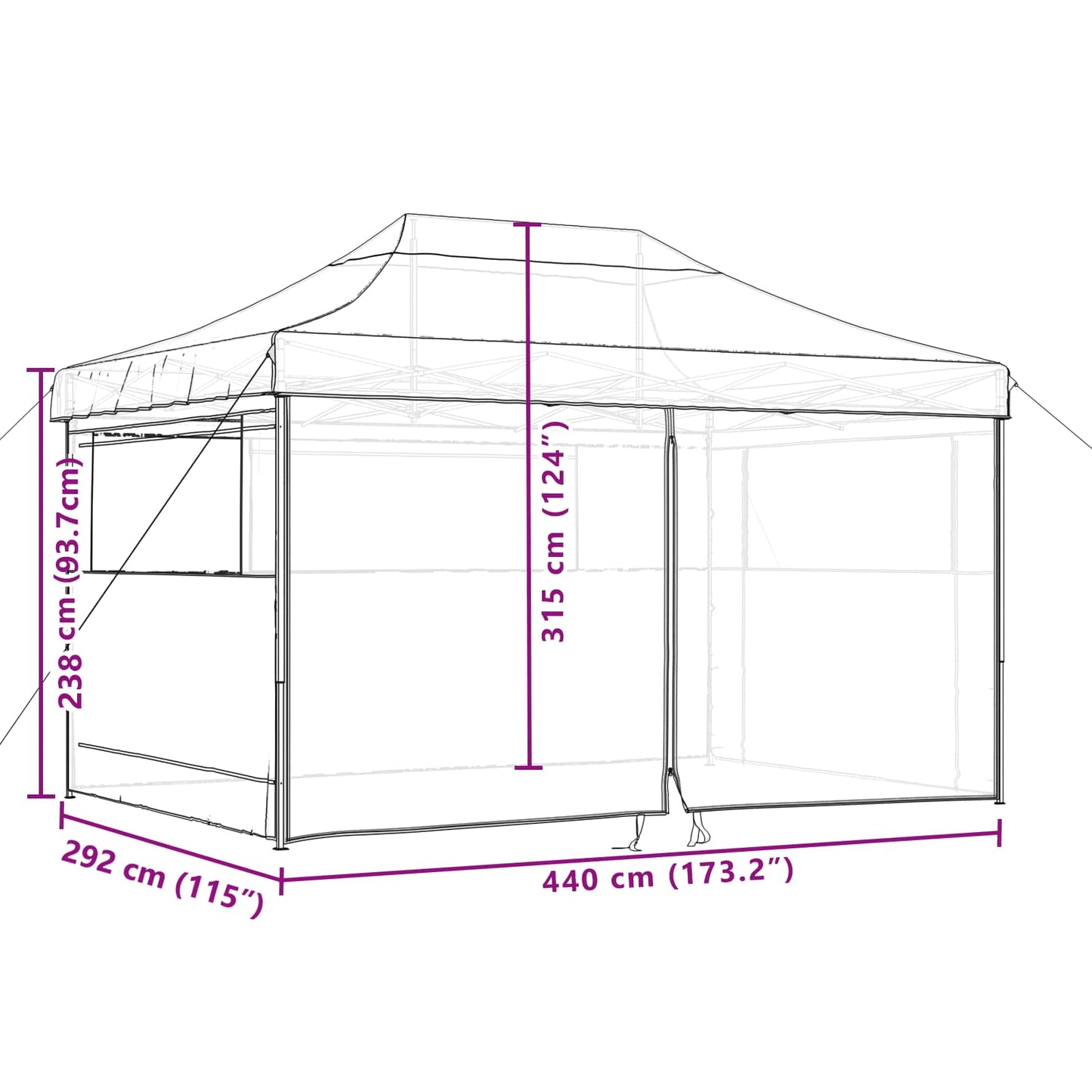 Foldable Party Tent Pop-Up with 4 Sidewalls Terracotta