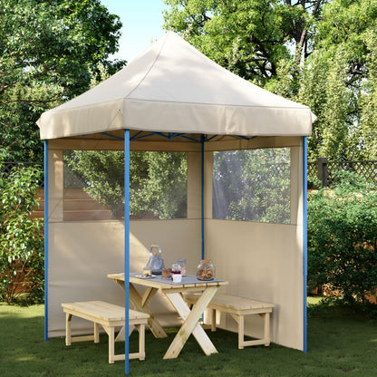 Foldable Party Tent Pop-Up with 2 Sidewalls Beige