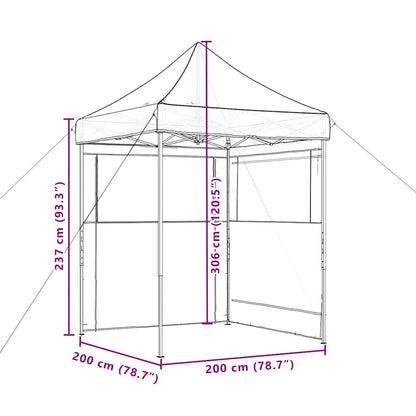 Foldable Party Tent Pop-Up with 2 Sidewalls Black