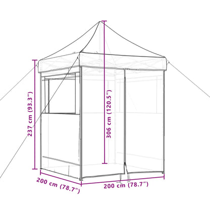 Foldable Party Tent Pop-Up with 4 Sidewalls Brown