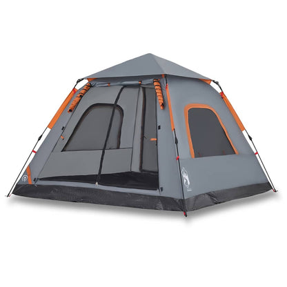 Camping Tent Dome 5-Person Grey and Orange Quick Release