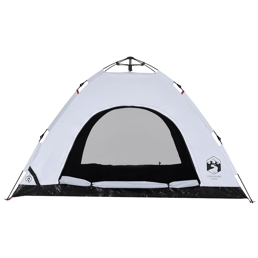 Camping Tent 4-Person White Blackout Fabric Quick Release