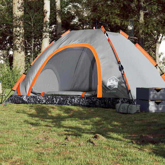 Camping Tent 5-Person Grey and Orange Quick Release