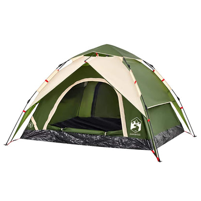 Camping Tent Dome 3-Person Green Quick Release