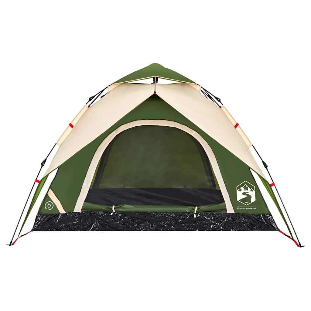 Camping Tent Dome 3-Person Green Quick Release
