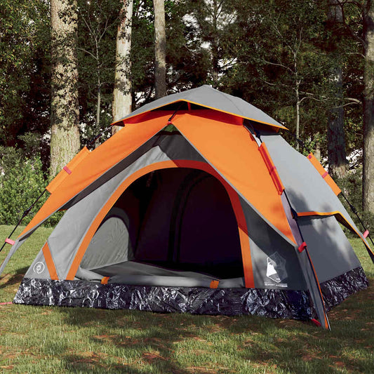 Camping Tent Dome 3-Person Grey and Orange Quick Release