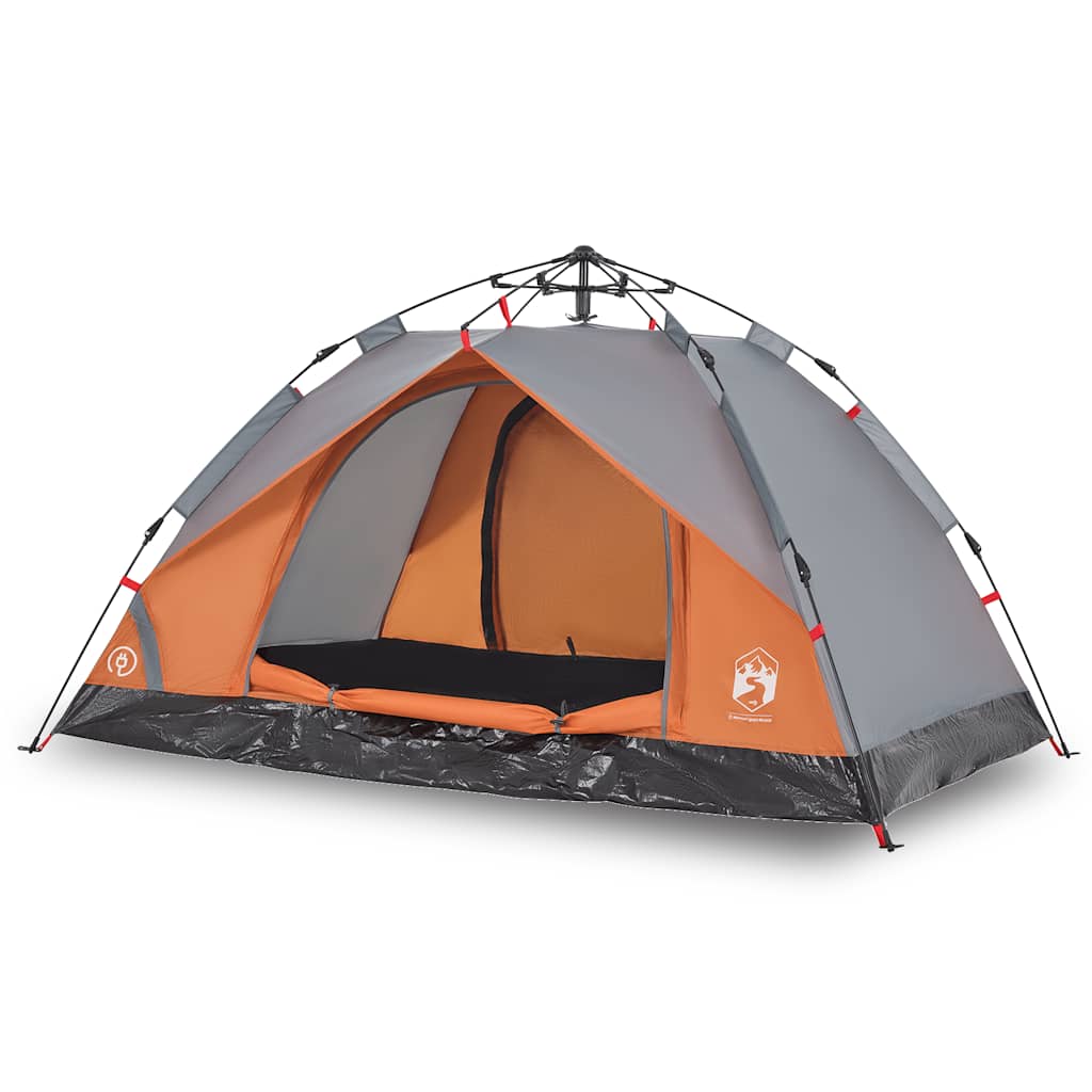 Camping Tent Dome 2-Person Grey and Orange Quick Release