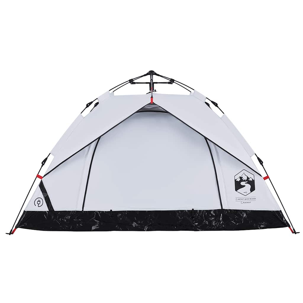 Camping Tent Dome 3-Person White Blackout Fabric Quick Release