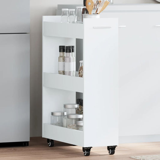 Cabinet with Wheels White 60x22x79 cm Engineered Wood