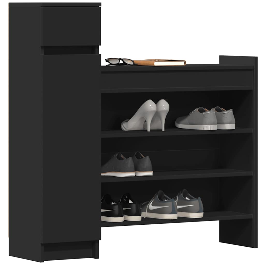 Shoe Cabinet Black 100.5x28x100 cm Engineered Wood