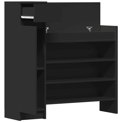 Shoe Cabinet Black 100.5x28x100 cm Engineered Wood
