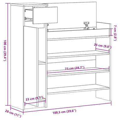 Shoe Cabinet Black 100.5x28x100 cm Engineered Wood