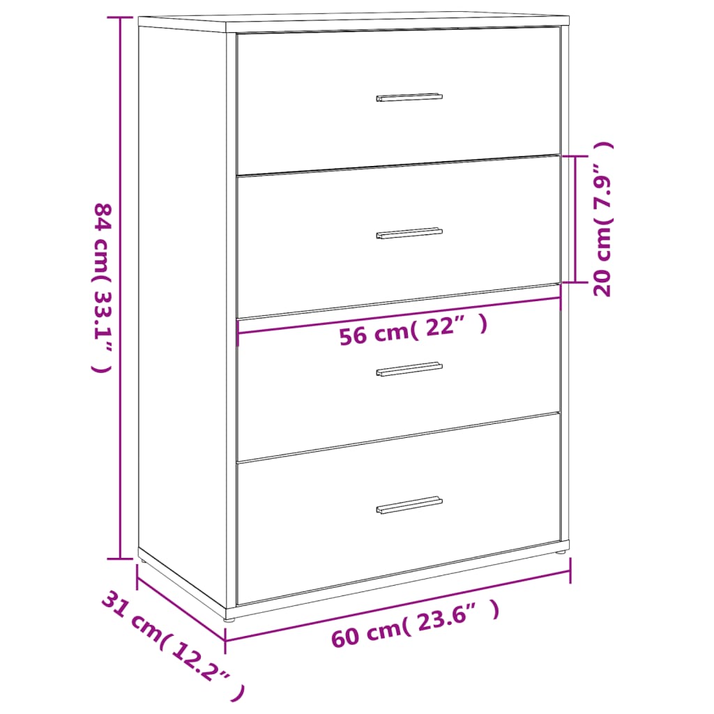 Sideboard Sonoma Oak 60x31x84 cm Engineered Wood