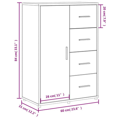 Sideboard White 60x31x84 cm Engineered Wood