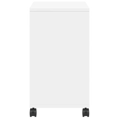 Side Table with Wheels White 50x30x55 cm Engineered Wood
