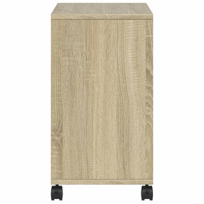 Side Table with Wheels Sonoma Oak 50x30x55 cm Engineered Wood