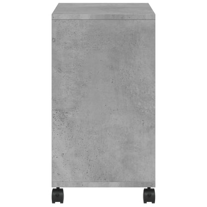 Side Table with Wheels Concrete Grey 50x30x55 cm Engineered Wood