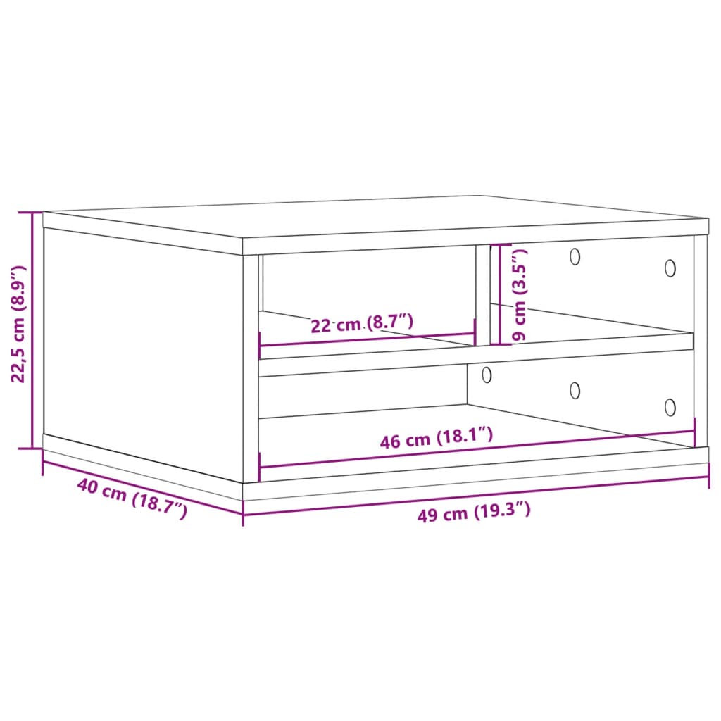 Printer Stand Grey Sonoma 49x40x22,5 cm Engineered Wood