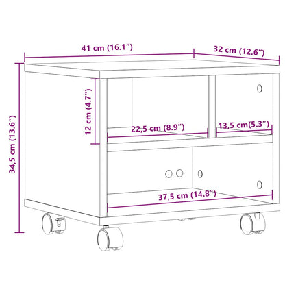 Printer Stand with Wheels White 41x32x34,5 cm