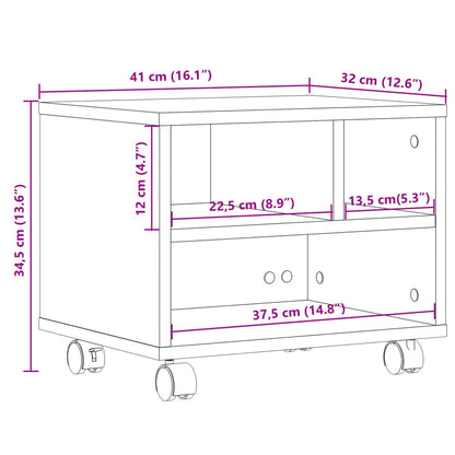 Printer Stand with Wheels Concrete Grey 41x32x34,5 cm
