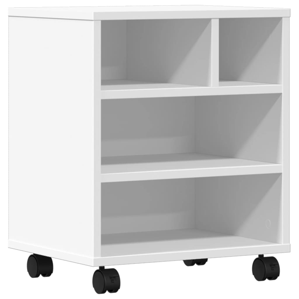 Printer Stand with Wheels White 41x32x48 cm