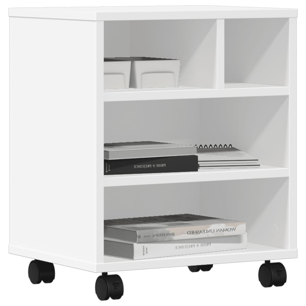 Printer Stand with Wheels White 41x32x48 cm