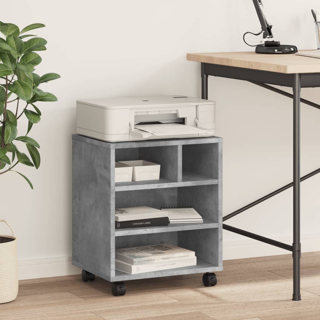 Printer Stand with Wheels Concrete Grey 41x32x48 cm