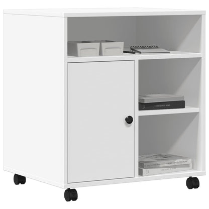 Printer Stand with Wheels White 60x50x67 cm