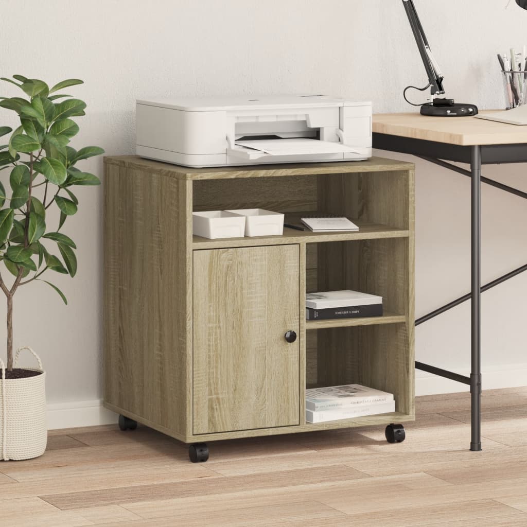 Printer Stand with Wheels Sonoma Oak 60x50x67 cm