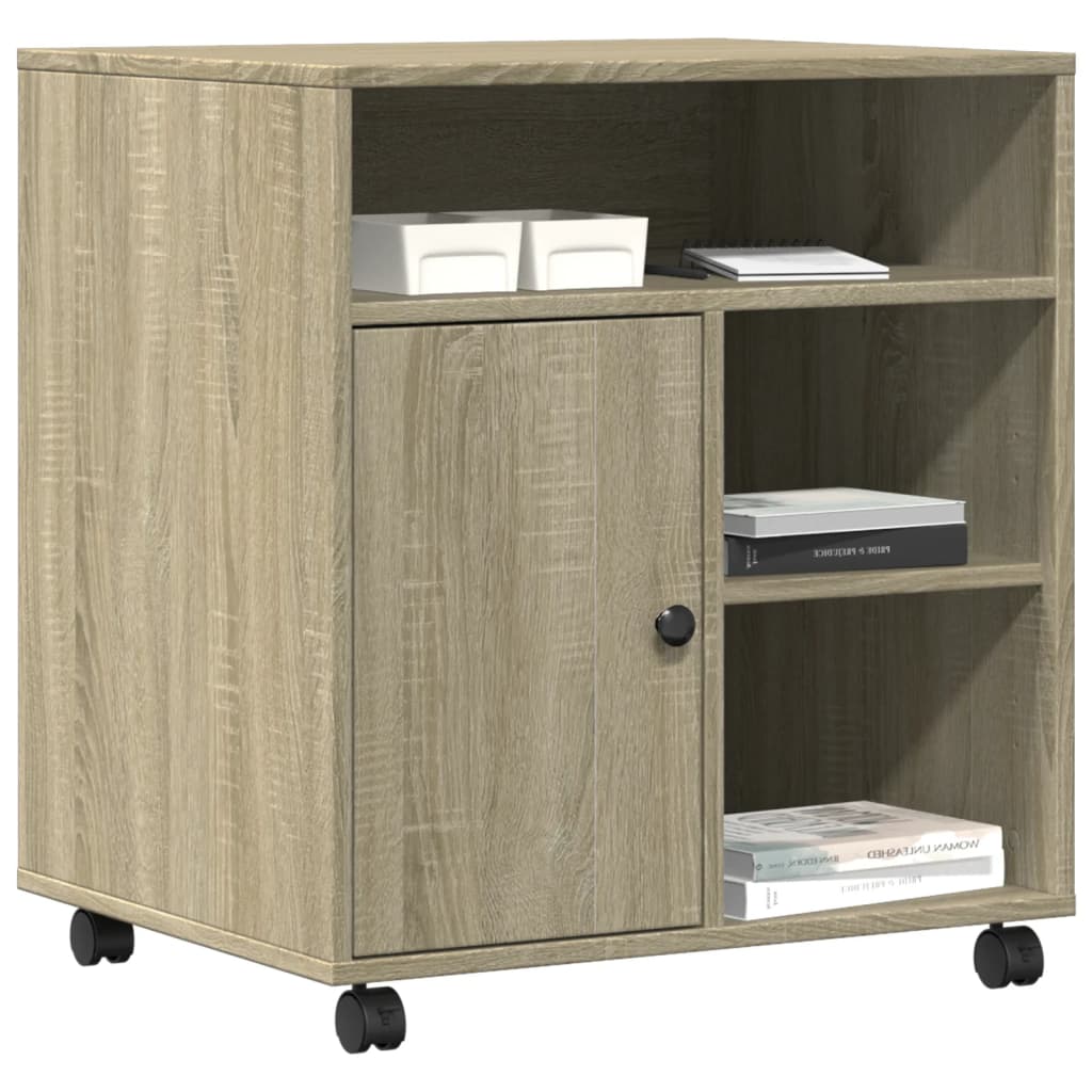 Printer Stand with Wheels Sonoma Oak 60x50x67 cm