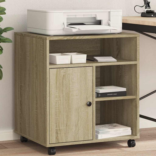 Printer Stand with Wheels Sonoma Oak 60x50x67 cm