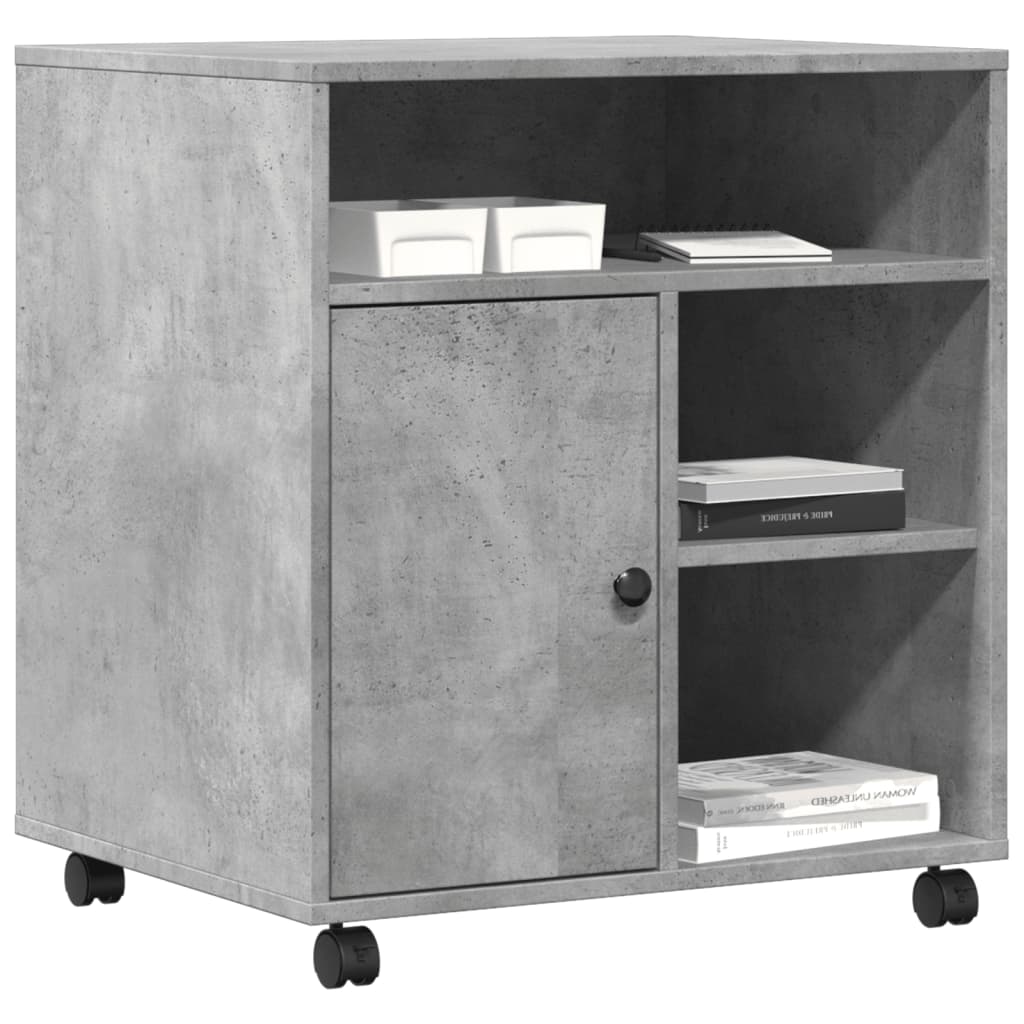 Printer Stand with Wheels Concrete Grey 60x50x67 cm