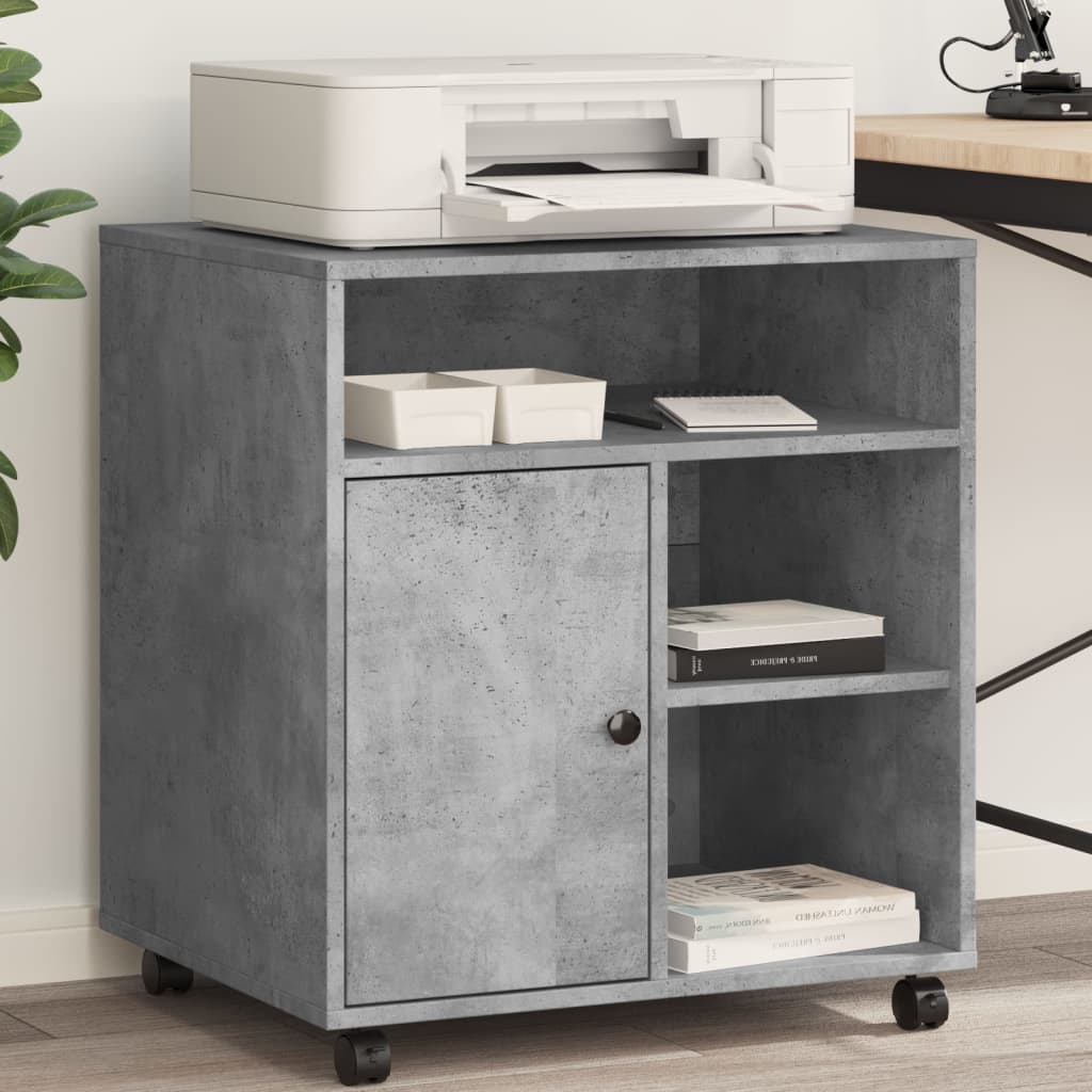 Printer Stand with Wheels Concrete Grey 60x50x67 cm