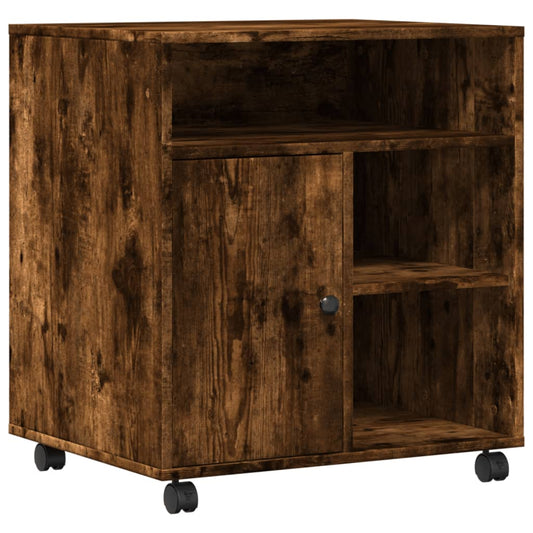 Printer Stand with Wheels Smoked Oak 60x50x67 cm