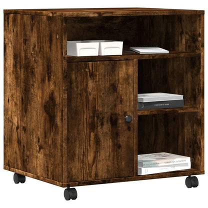 Printer Stand with Wheels Smoked Oak 60x50x67 cm