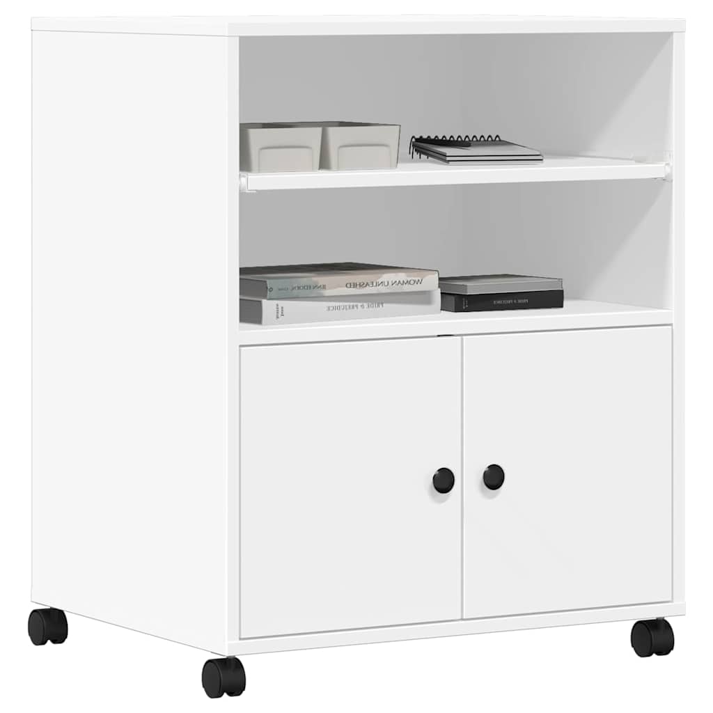Printer Stand with Wheels White 60x48x74 cm