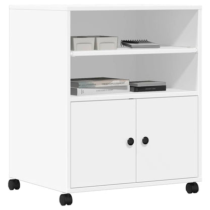 Printer Stand with Wheels White 60x48x74 cm