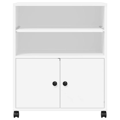 Printer Stand with Wheels White 60x48x74 cm