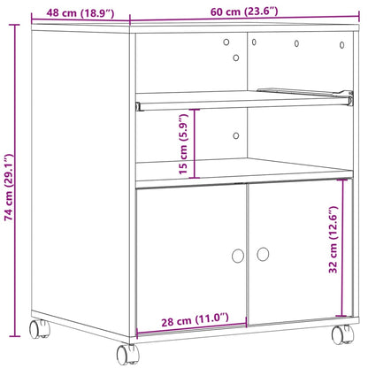 Printer Stand with Wheels Concrete Grey 60x48x74 cm