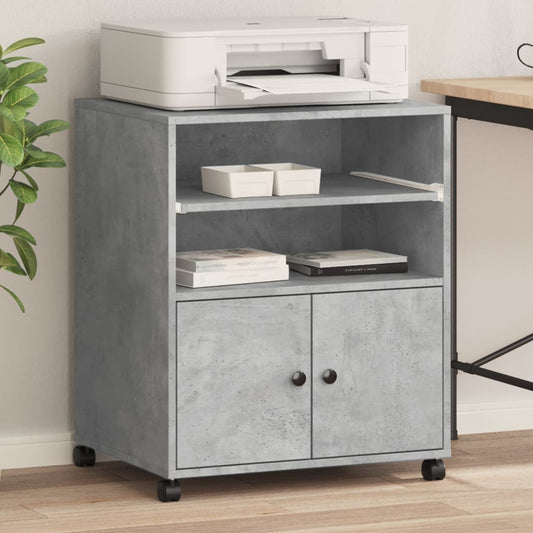 Printer Stand with Wheels Concrete Grey 60x48x74 cm