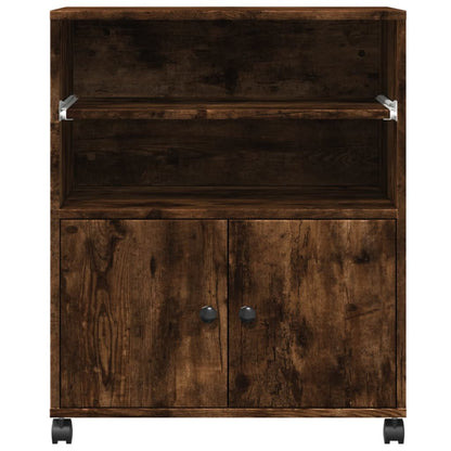 Printer Stand with Wheels Smoked Oak 60x48x74 cm