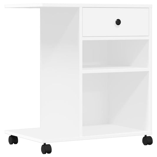 Printer Stand with Wheels White 60x40x68,5 cm