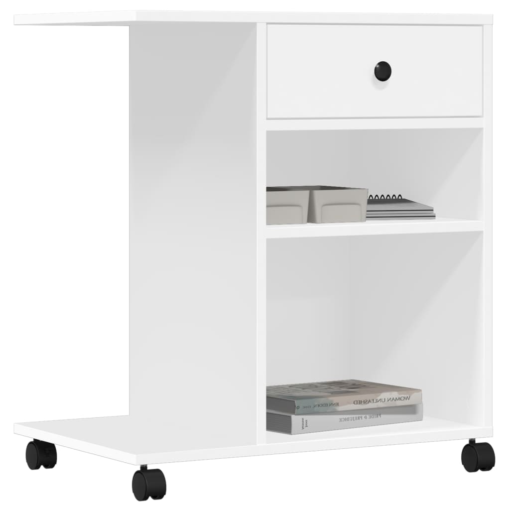 Printer Stand with Wheels White 60x40x68.5 cm