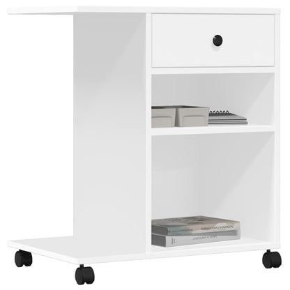 Printer Stand with Wheels White 60x40x68,5 cm